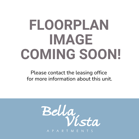 Floor plan for 1 bed, 1 bath, 740 sqft